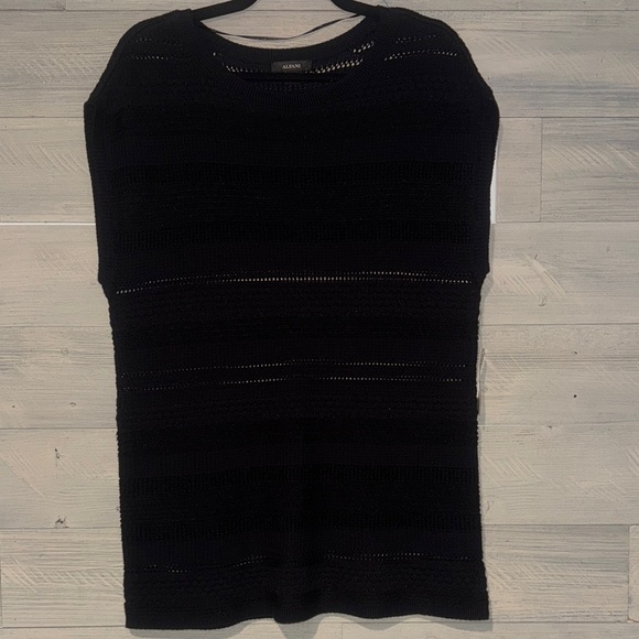 Alfani Black Ribbed Muscle Tee - Picture 3 of 9